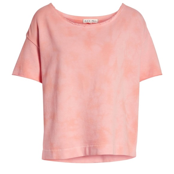 ⚠️SOLD⚠️ ALEX MILL Boatneck Fleece Top Pink Tie Dye Pink S - Picture 3 of 9